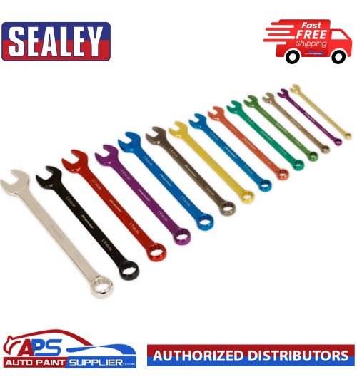 Sealey AK6314 Combination Spanner Set Multi-coloured 14pc Metric